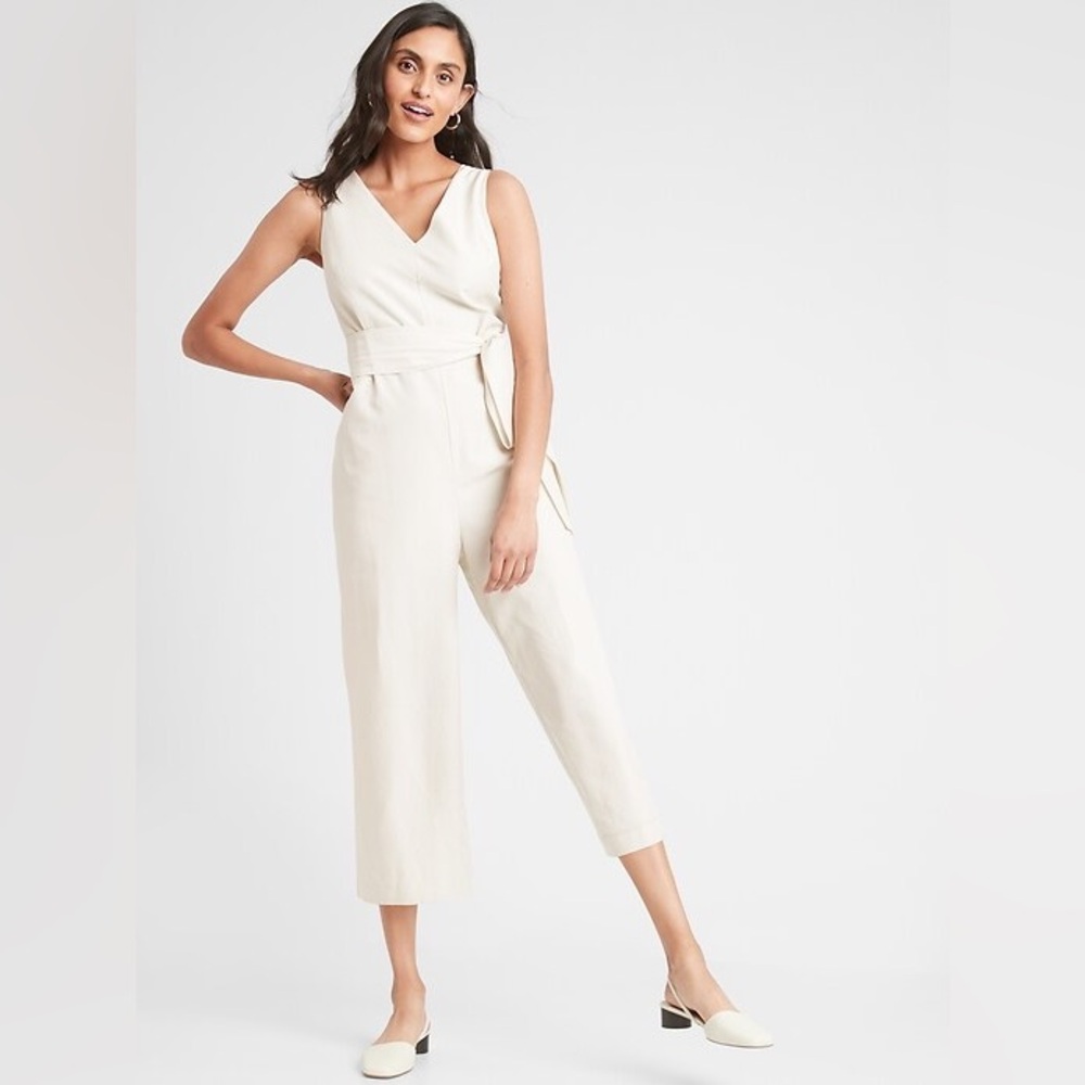 Banana Republic Tie Waist Jumpsuit NWT White